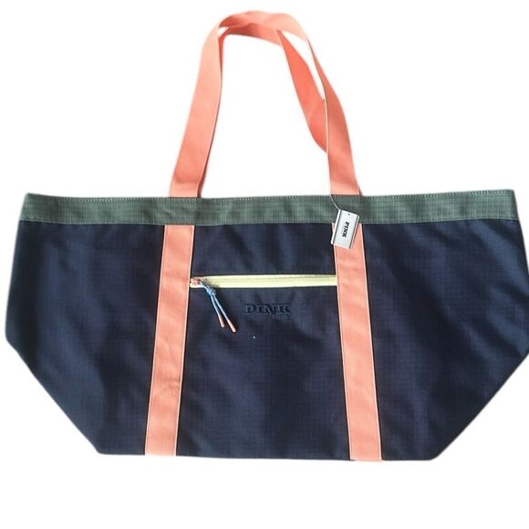 Victoria’s Secret Pink Navy and Coral Tote Bag! - Picture 1 of 5